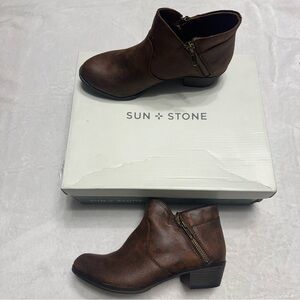 Sun + Stone Dark Brown Ankle Booties